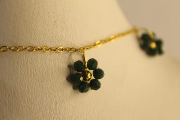 IMG_2456 Bottle Green Flower Charm Golden Chain MD-N2425